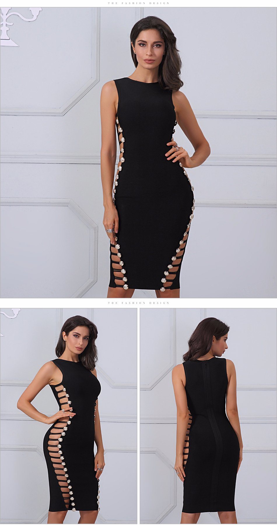 Sleeveless Dress Ladies Dress Round Neck Bandage Dress Stock Dress