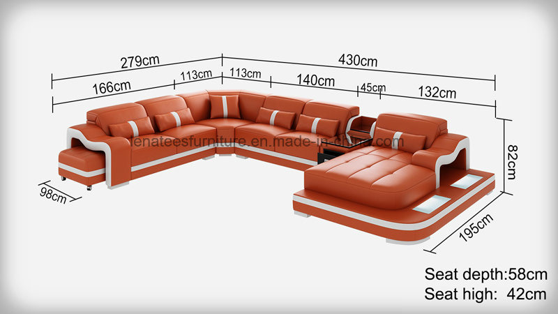 G8027 Luxury Size Leather Mdoern Sofa Storage Design