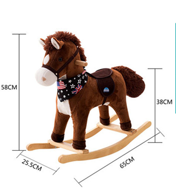 Best Choice Products Rocking Horse Plush Brown with Sound Toy