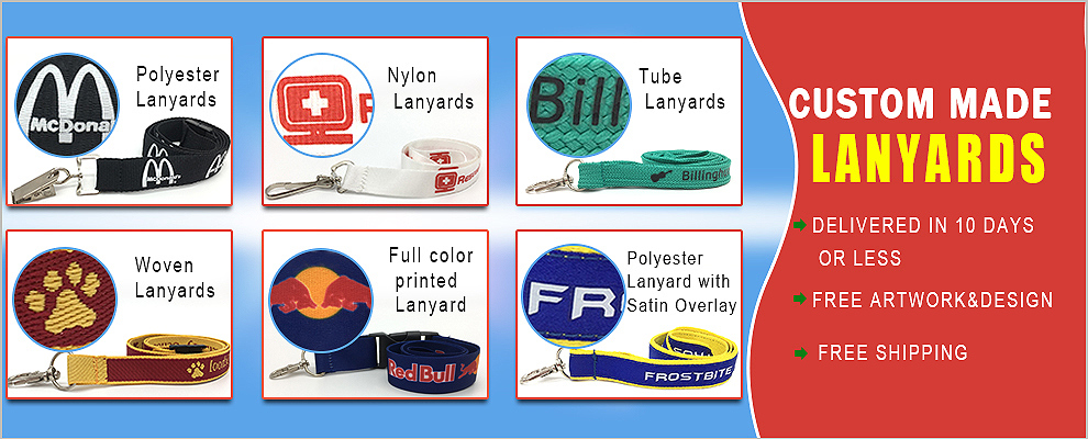 Free Sample Custom Print Polyester Neck Lanyard with Badge Holder