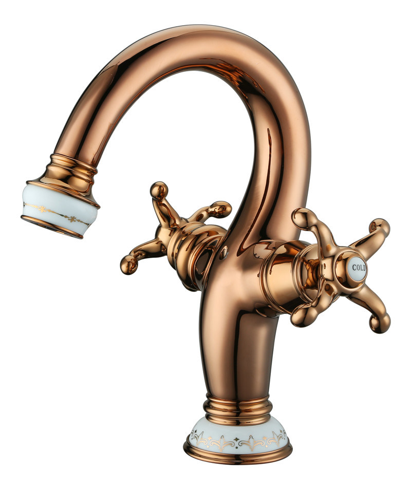 Luxury Double Handle Brass Bathroom Zf-803 Basin Mixer Faucet