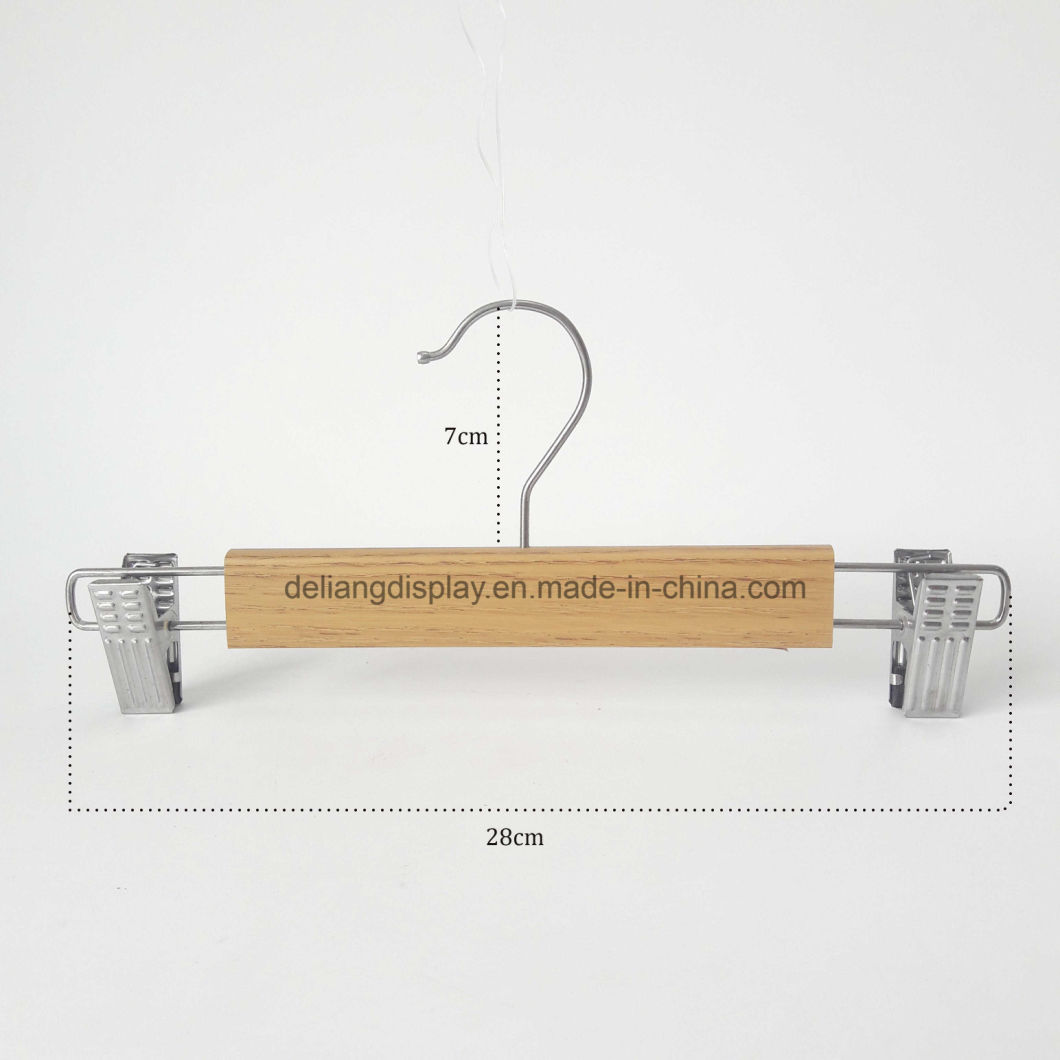 High Quality Wooden Pants Hanger with Metal Clips on Sale