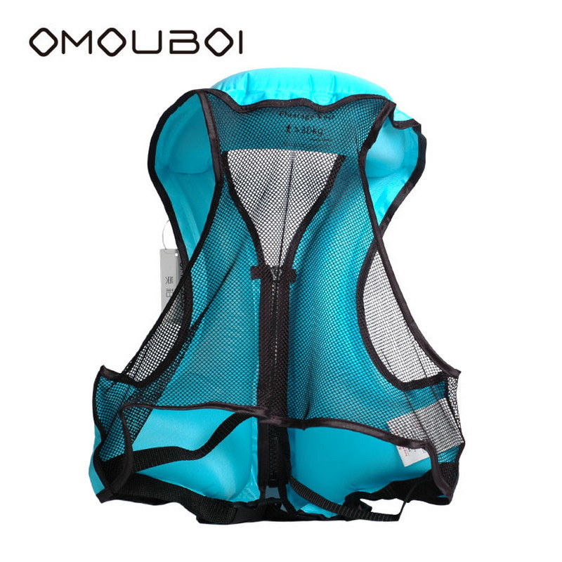 Free Shipping Light Blue Life Jacket Adult Inflatable Swim Vest Safety Jacket for Snorkeling