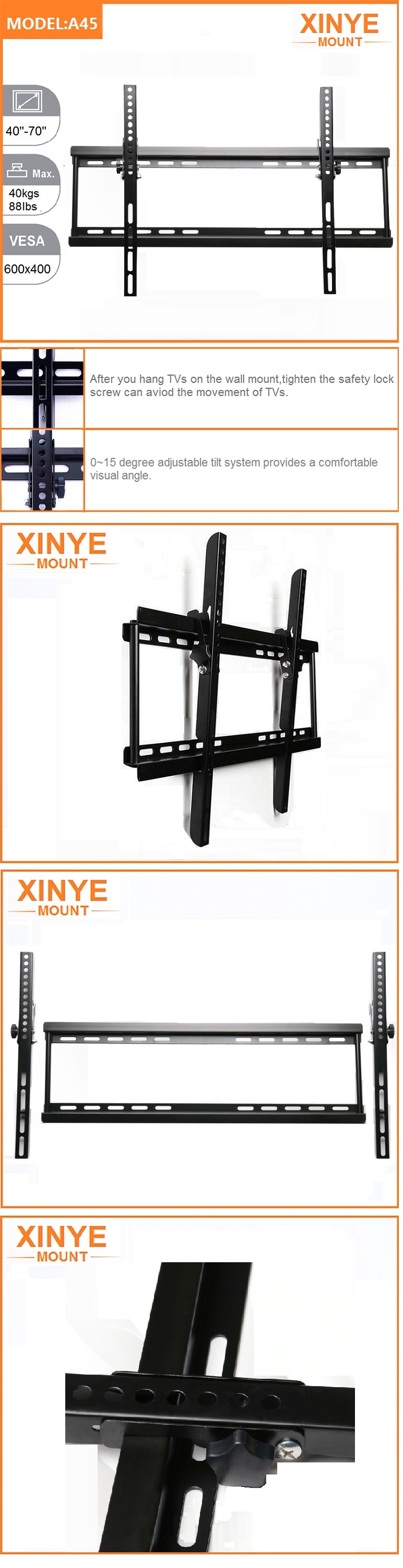 A45 Combination Tilting TV Bracket for 40-70 Inch