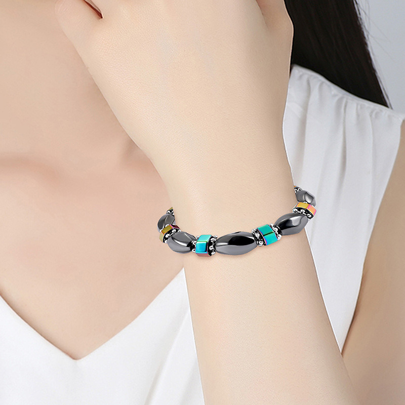 Women Colorful Adjustable Magnetic Hematite Bracelet for Healing Fatigue