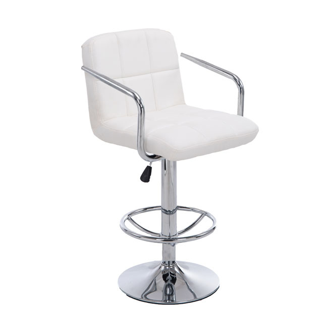 PU Leather Swivel Bar Stool with Stable Base Fashion 360 Turn Around Dental Stool for Office Chair White