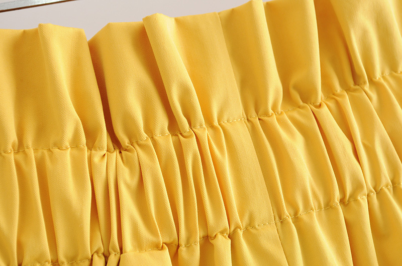 Однотонное желтое платье с поясом Solid Color Yellow Belt Dress