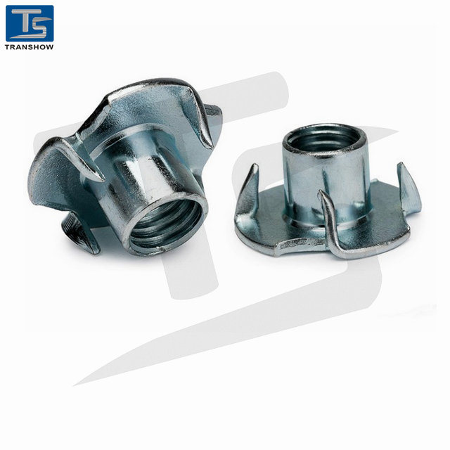 Steel Galvanized Insert Tee Nuts with 4 Prongs for Wood