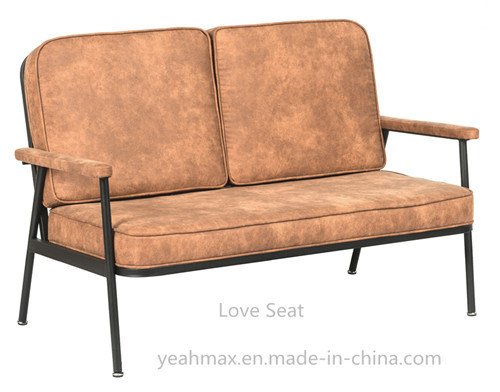 Modern Outdoor Sofa with Coated Metal Frame and Fabric Upholstered