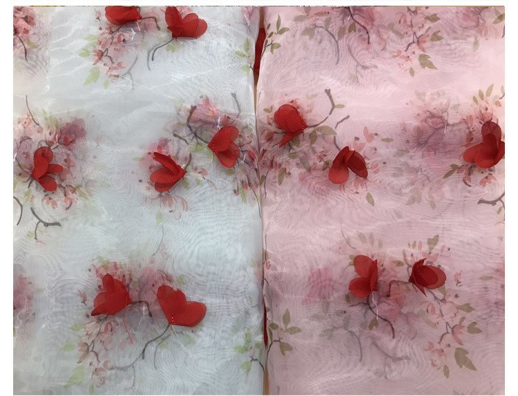 Manual Stereoscopic Flower Mesh Embroidery Lace Fabric