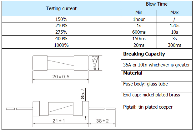 Xc Fuse 5*20 Glsss Slow Blow Fuse with UL VDE Certification