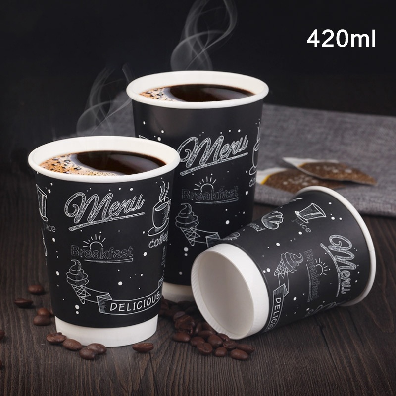 Wholesale Printed Disposable Eco-Friend Double Wall Hot Coffee Paper Cups