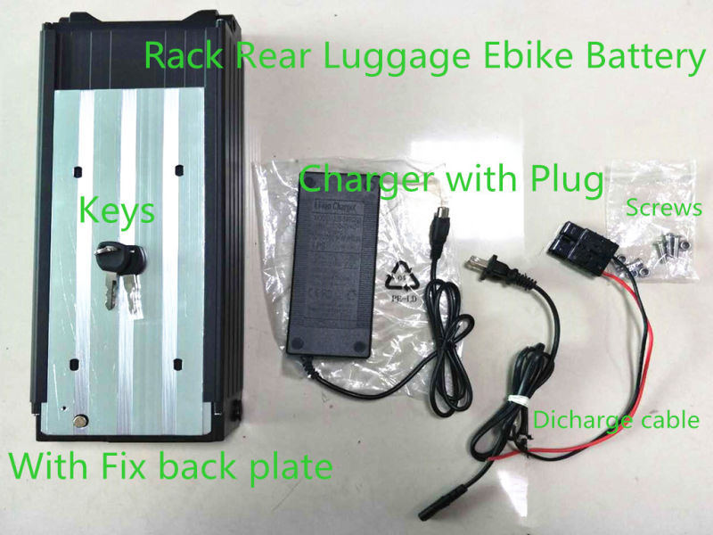 48V 24ah 1000W Ebike/Rack/Rear/Luggage/Lithium Battery with BMS Send a 54.6V 2A Charger
