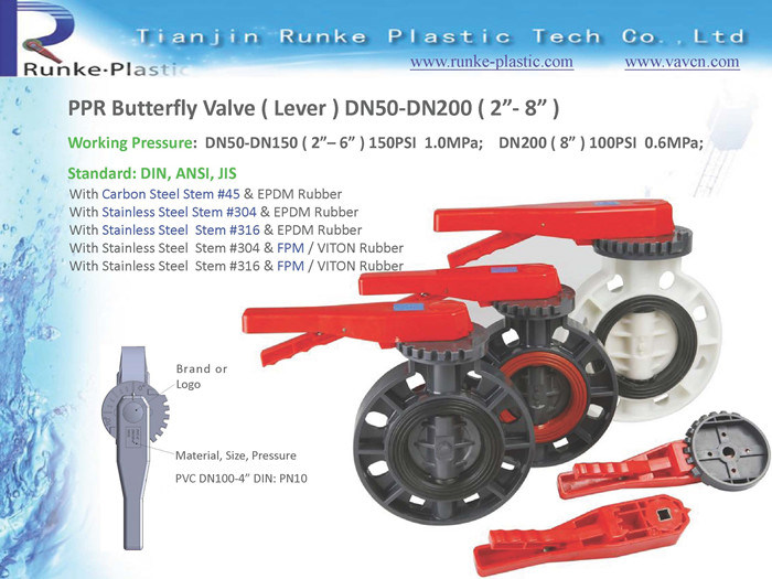 High Quality PPR Butterfly Valve DIN ANSI JIS Standard