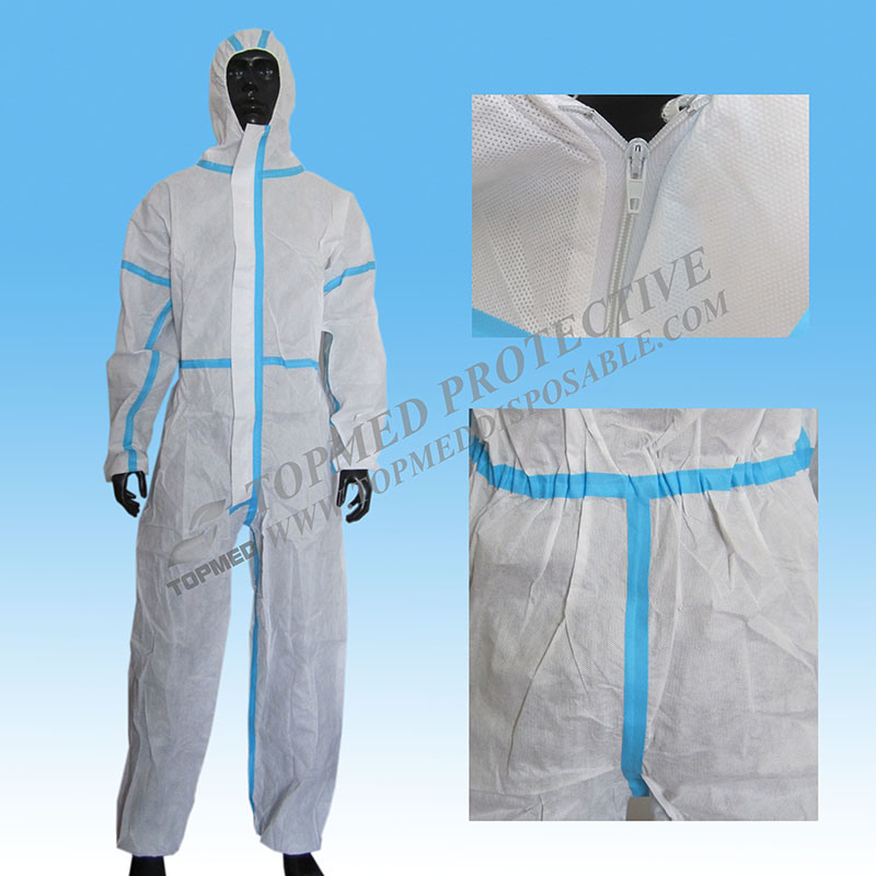 Type 5/6 Microporous Coverall, Disposable Coverall Suit