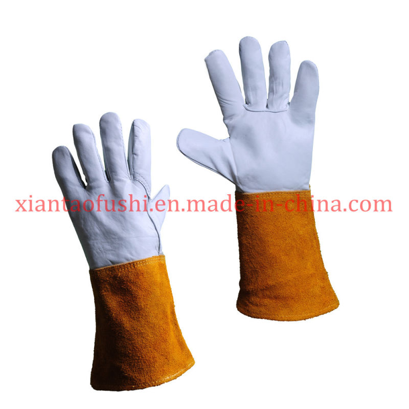 White Grain and Split Cow Leather Welding Gloves