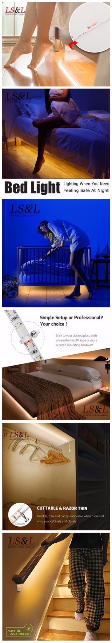 Under Bed Motion Sensor LED Strip Light for Bedroom Lighting