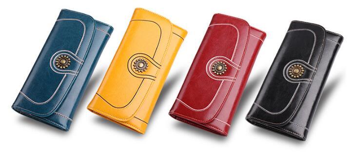 Long RFID Red Leather Travel Clutch Purse Wallet for Women