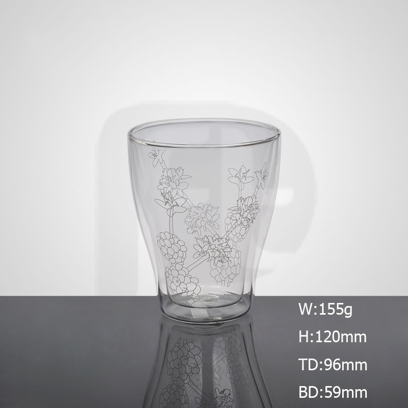 Double Wall Heat Resistant Borosilicate Glass Plum Blossom Tea Cup