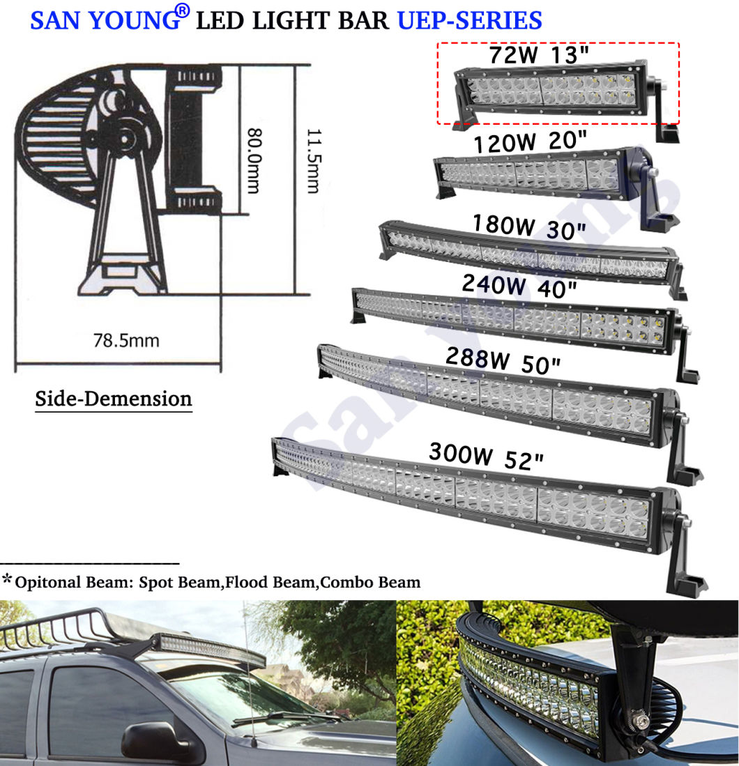 13inch 72W Curved LED Light Bar Offroad Driving Light LED Bar