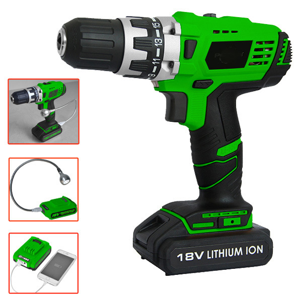 Lithium Ion Drill Kit Tools Set Dual Speed Electric Screwdriver 18V Power Tools Cordless Drill