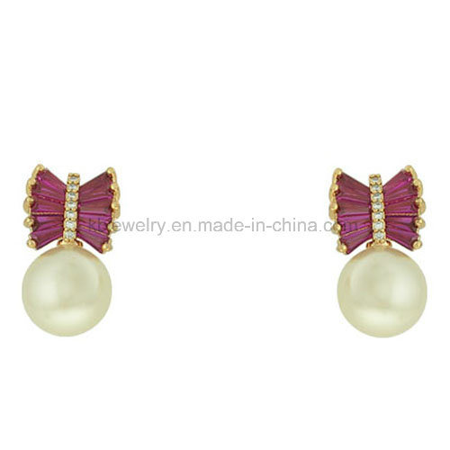 Beautiful Pearl Jewellery Gold Plated Gemstone Earrings (kE3255)
