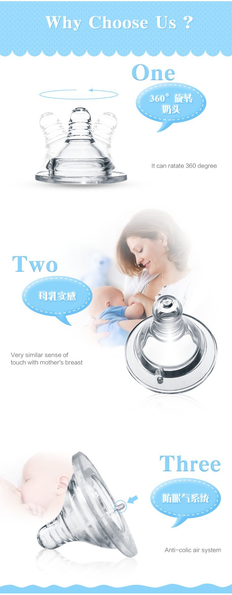 Baby Bottle Silicone Nipple Wide Neck LSR Nipple