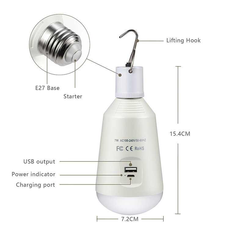 7W Portable Lighting Multi-Functional LED Bulb