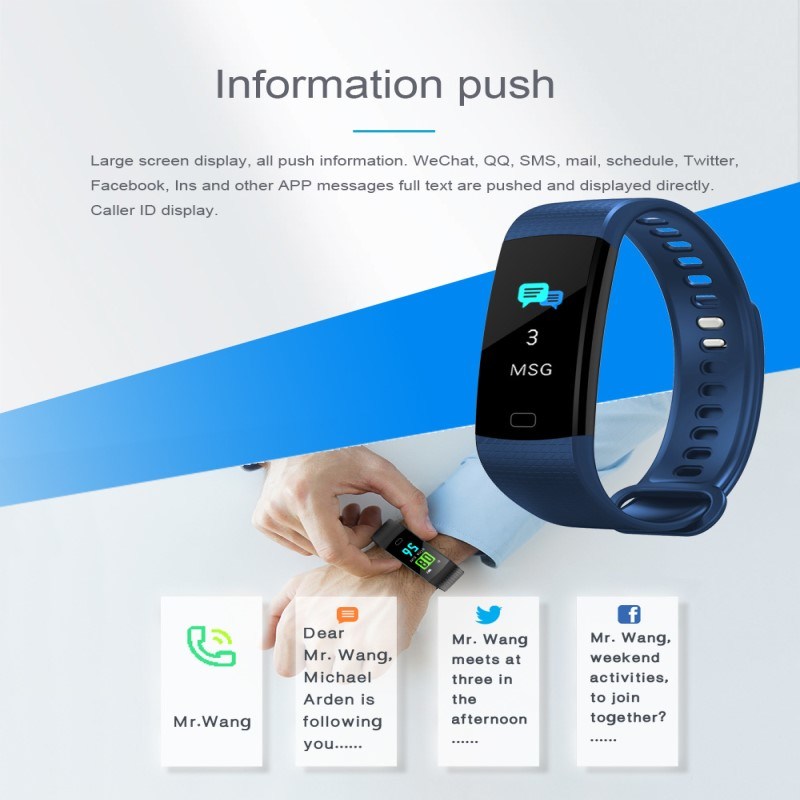 Smart Sports Band Color Screen Bracelet Y5 with Heart Rate Blood Pressure Oxygen Monitoring Perfect Fitness Tracker