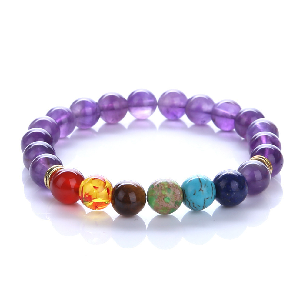 Healing Reiki Gem Stone 7 Chakra Matte Agate Stone Lava Stone Bracelet