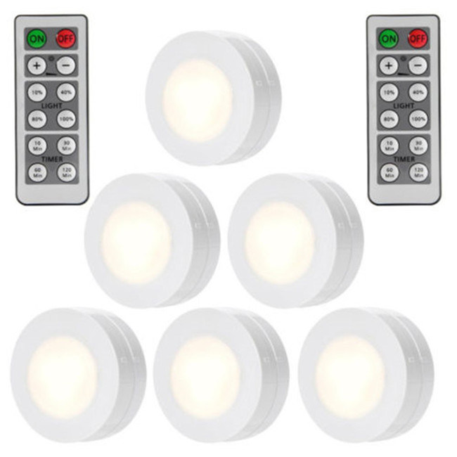 Wireless LED Puck Lights Kitchen Under Cabinet Lighting with Remote Cont
