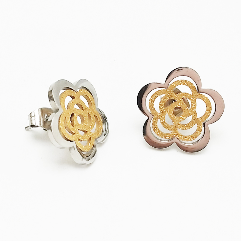 Simple Women Fashion Jewelry Stainless Steel Flower Earring