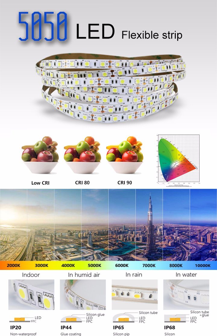 Double Layer 12V 5050 LED Strip Light with Ce RoHS