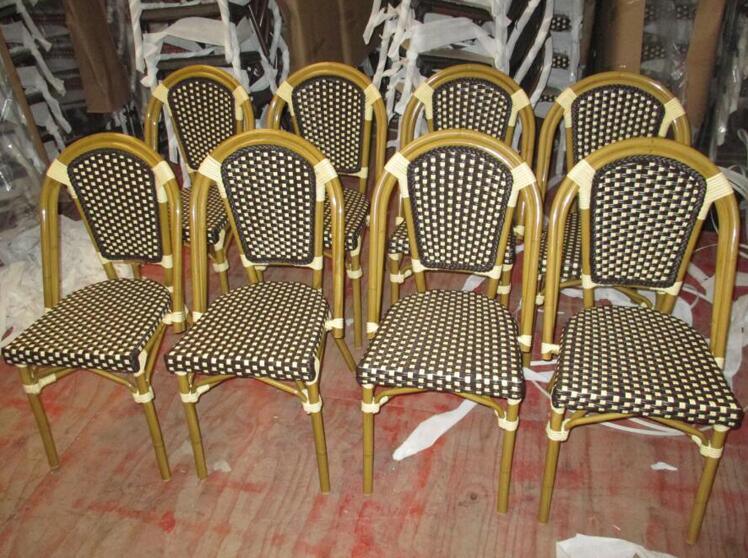 Aluminum Frame Bamboo Looking French Bistro Rattan Chairs (BC-08001BR)