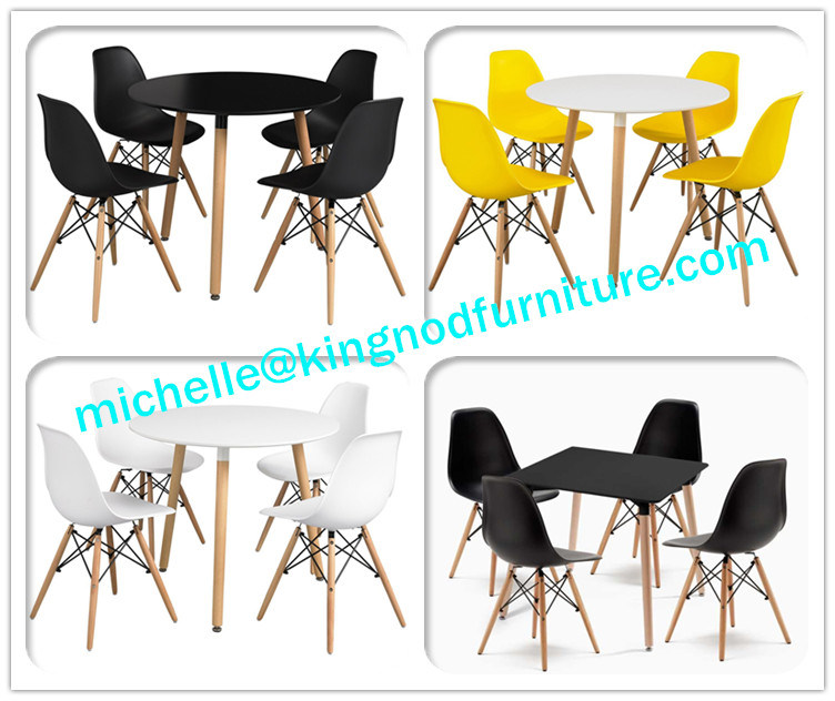 Cheap Wooden Leg Chair Plastic PP ABS Colorful Dining Chair Eames Dsw Dar Chair