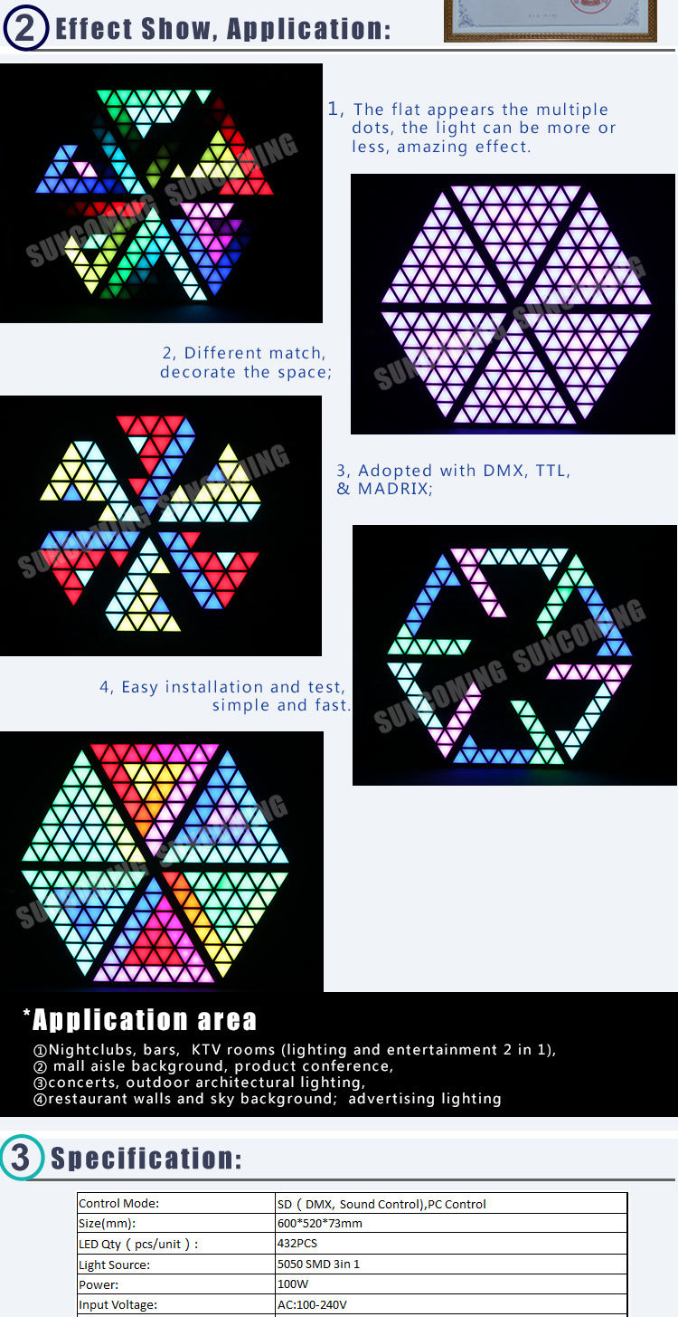 DJ Light Bar Club Decoration RGB LED Triangle Pixel Digital Backdrop