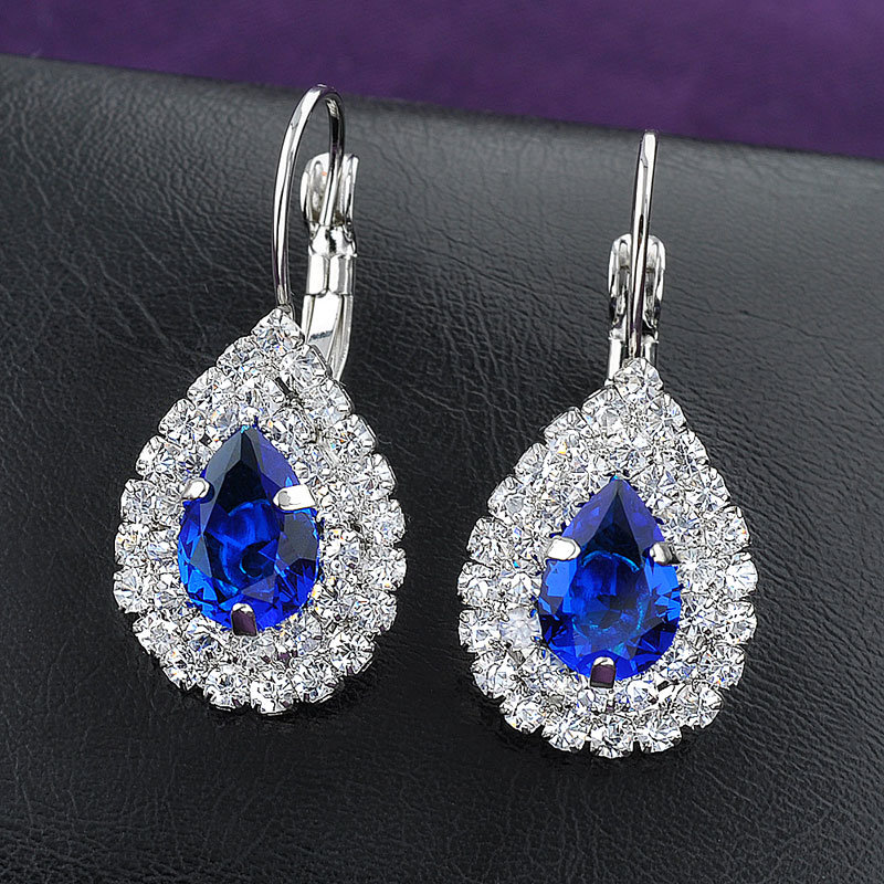 Wholesale Popular Imitation Jewelry Blue Stone Stud Earrings for Girls