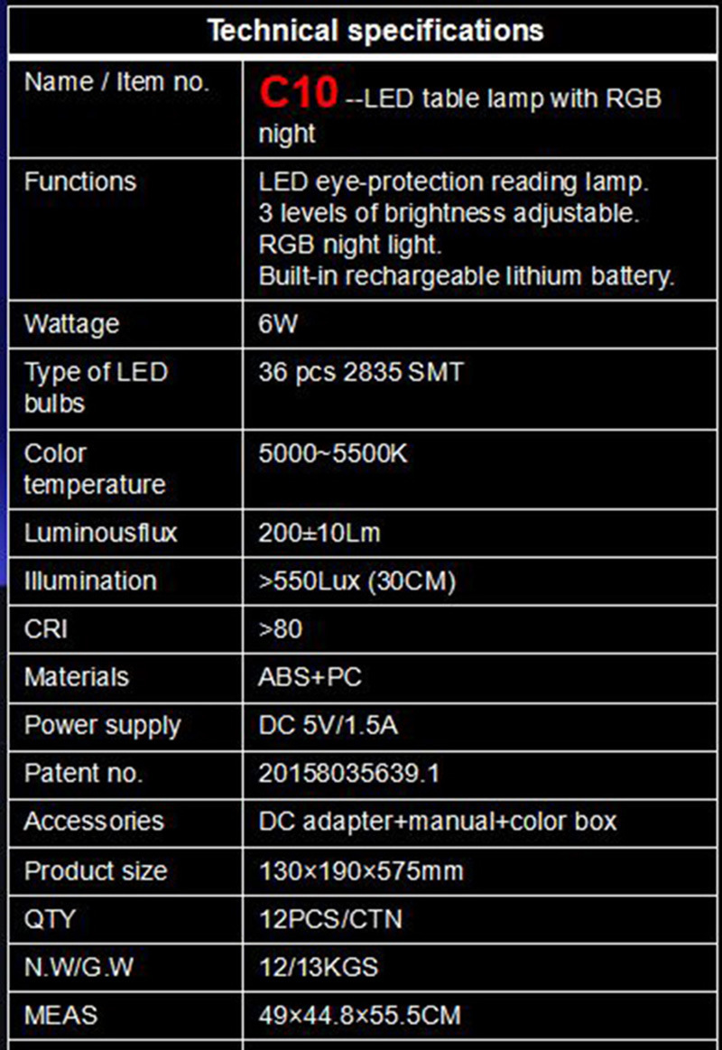 LED Table Lamp Factory Competitive Price Foldable Modern Table Lamp with RGB Colorful for Night Light LED Reading Light LED Desk Lamp