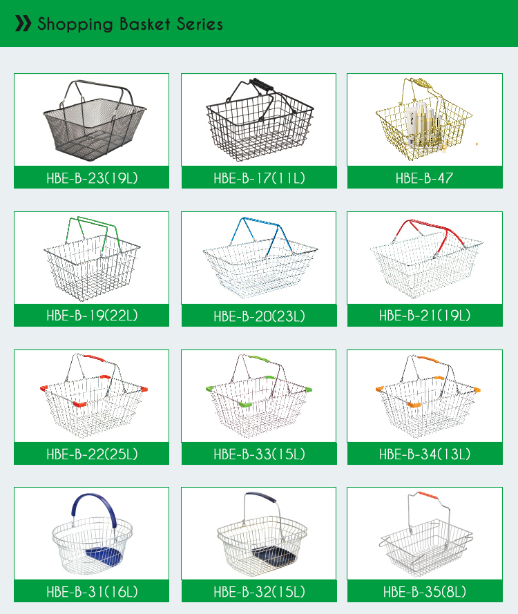 Metal Wire Mesh Supermarket Storage/Shopping 2 Handles Basket