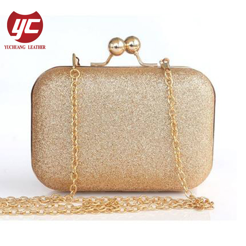 Classic Shiny PU Fashion Ladies Designer Evening Clutch Bag with Chain