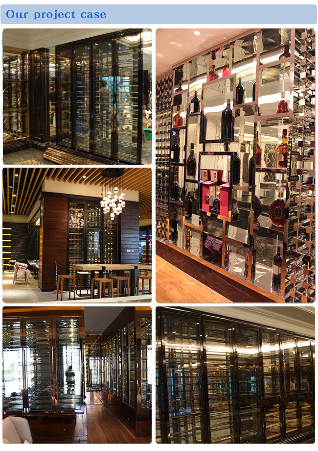 Customized Mondern Stainless Steel Silver Wine Cabinet Furniture for Restaurant