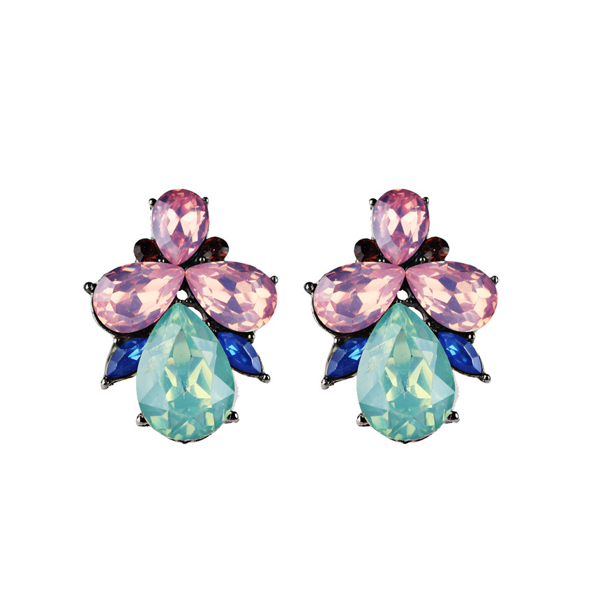 Fashion Imitation Jewelry Women Korean Statement Crystal Stud Earrings