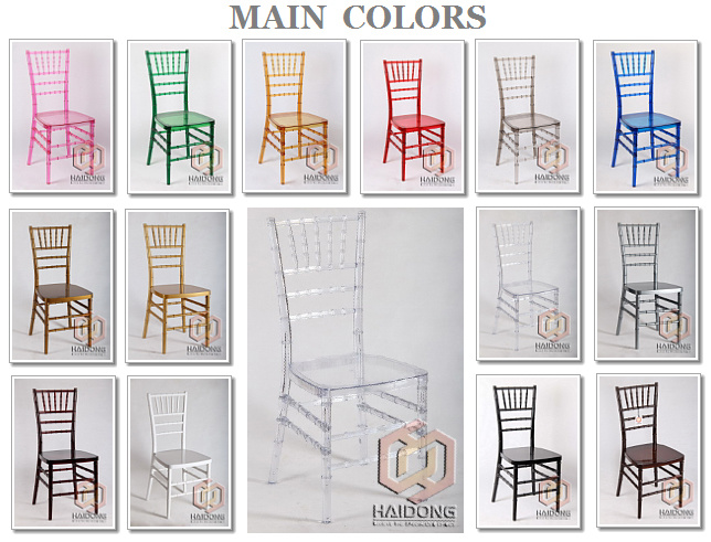 Black Color Acrylic Resin Chiavari Dining Chair for Restaurant