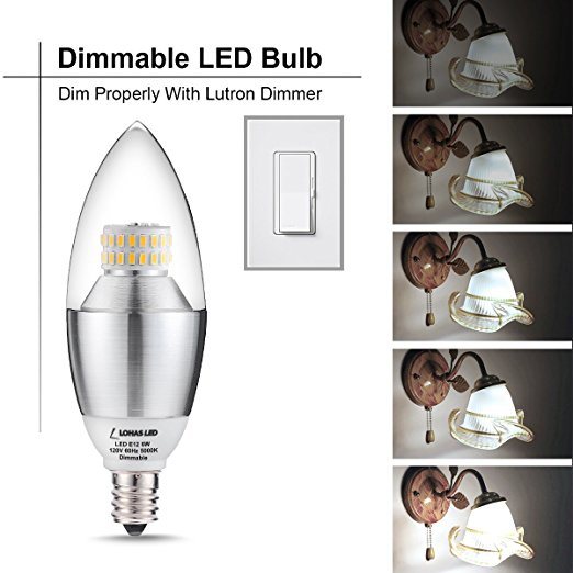 UL Ce RoHS Approval 6W (60W Equivalent) Dimmable Daylight White 5000K LED Candle Bulb