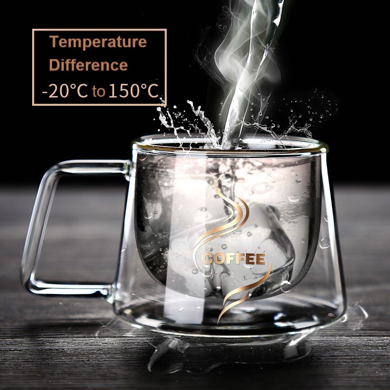 Wholesale High Quality 200 Ml Double Wall Glass Cup for Milk and Coffee