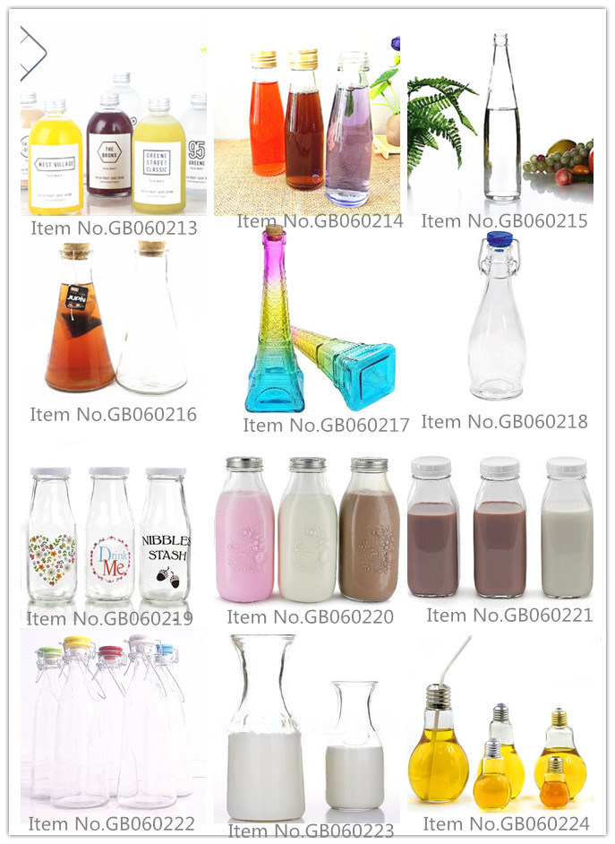 Glass Milk Water Beverage Juice Bottle / Red Wine Beer Spirit Bottle