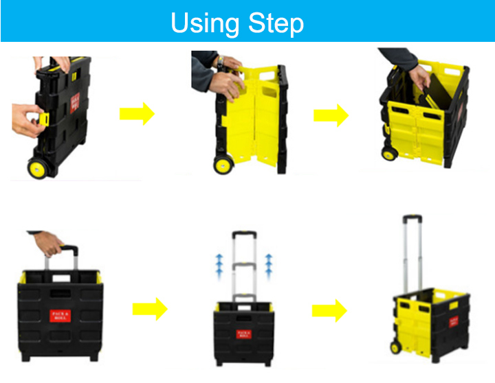 Supermarket Plastic Portable Grocery Trolley/Folding Shopping Trolley/Folding Shopping Cart