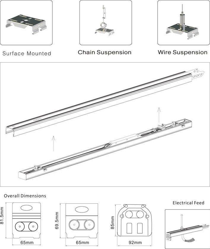 Daylight 26W-150W Dob Luminaire Dimmable LED Linear Light Bars