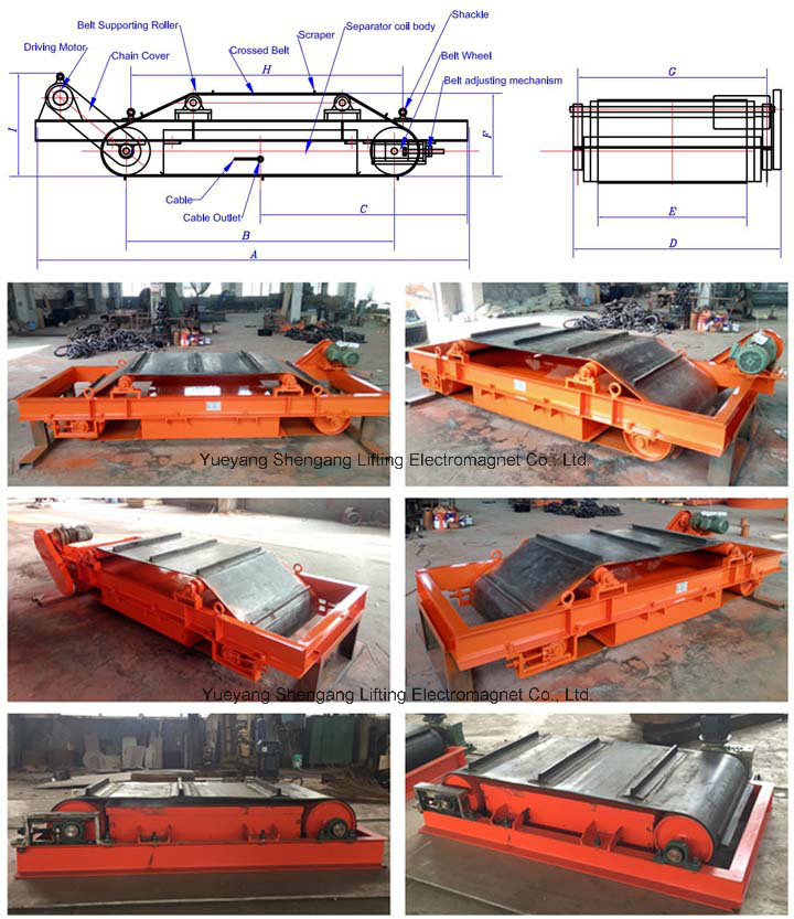 Auto Type Conveyor Belt Electro Magnetic Separator for Iron Impurities