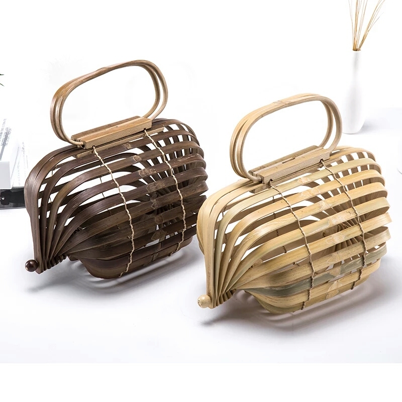 2018 Popular Ladies' Top Handle 100% Raw Bamboo Material Bag Handmade Handbag Tote Beach Bag
